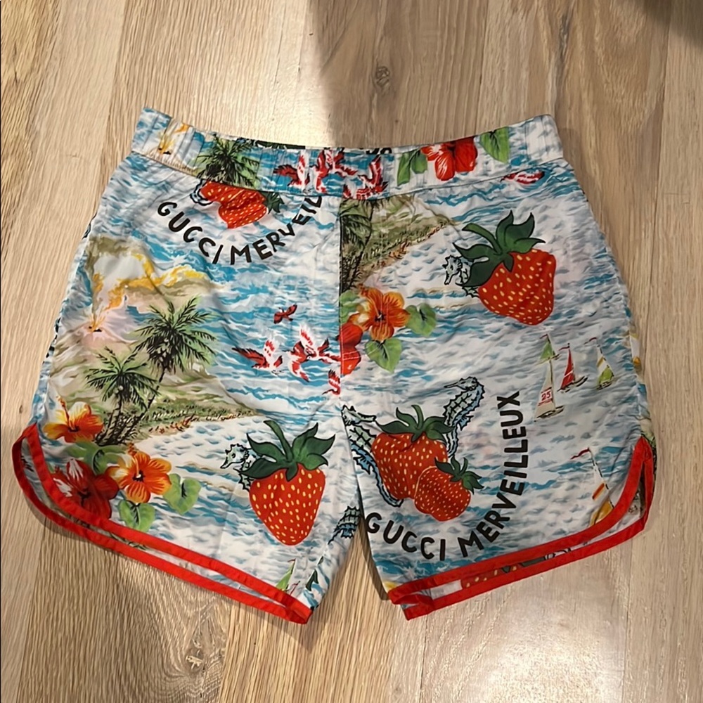 Gucci boys strawberry swimsuit